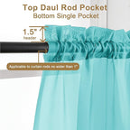 Chyhomenyc Turquoise Sheer Curtains 30 inch Length 2 Panels, Light Filtering Voile Rod Pocket Short Window Curtians for Bathroom Living Room Farmhouse Small Windows, 42Wx30L inches