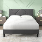 ZINUS Judy Upholstered Platform Bed Frame, Mattress Foundation, Wood Slat Support, No Box Spring Needed, Eco Friendly WonderBox (TM), Easy Assembly, Dark Grey, Queen