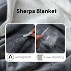NANPIPER Sherpa Blanket for Couch, Warm and Lightweight Throw, Soft Fuzzy Plush Fleece for Winter, Castlerock Grey 50x60 Inches
