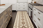 Custom Length Cut to Size Tribal Ethnic Southwestern Inspired Hallway Runner Rug, Non Slip Rubber Backed, 31 inch Wide X Customized Length, Aztec Beige, 31 inch X 6 feet
