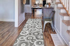 Custom Length Cut to Size Retro Modern Geometric Carpet Runner Rug for Hallways, Non Slip Rubber Backed, 31 inch Wide X Customized Length, Geo Grey, 31 inch X 24 feet