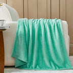 NEWCOSPLAY Super Soft King Blanket Aqua Premium Silky Flannel Fleece Leaves Pattern Lightweight Bed Blanket All Season Use (Aqua, King(90"x110"))