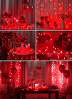 Red Christmas Mini Lights, 39Feet 100 LED Red String Lights with 8 Lighting Modes, Connectable Valentine's Lights for Indoor Outdoor Valentine's Day Garland Wreath Holiday Decoration, White Wire