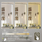 55x32 Inch LED Bathroom Mirror, Black Metal Framed Lighted Mirror for Bathroom, Wall Mouted LED Vanity Mirror with Lights, 3 Colors and Stepless Dimmable, Anti-Fog, Memory