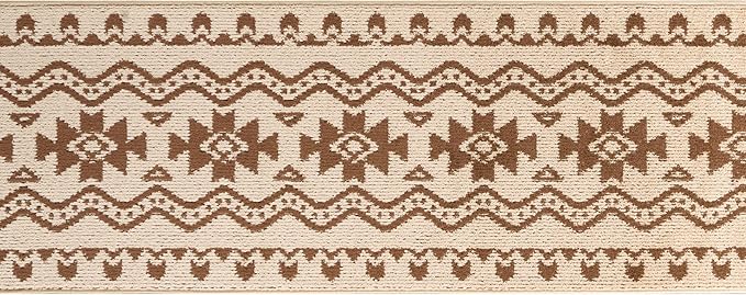 Custom Length Cut to Size Tribal Ethnic Southwestern Inspired Hallway Runner Rug, Non Slip Rubber Backed, 31 inch Wide X Customized Length, Aztec Beige, 31 inch X 10 feet