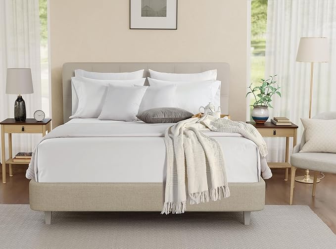 100% Egyptian Cotton Sheets Queen Size Bed Set, Deep Pocket Queen Sheet set, 800 Thread Count Cotton Bed Sheets, Naturally Cool Soft Breathable No Pill Elasticated Luxury White Bedding For All Seasons