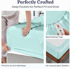 California Design Den Natural 100% Cotton Sheets, Soft Queen Sheet Set, 400 Thread Count Sateen, Deep Pockets with All-Around Elastic for a Snug Fit, Cool & Durable Bedding Set - Seafoam