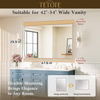 TETOTE Brushed Nickel Mirror 48 x 30 Brushed Nickel Metal Framed Bathroom Mirror, Tempered Glass, Modern Farmhouse Wall Mounted Mirror for Decorative(Horizontal/Vertical)