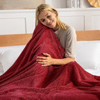Exclusivo Mezcla Fleece Bed Blanket Twin Size, Super Soft and Warm Blankets for Couch, Sofa and Bed Waffle Textured, Cozy, Fuzzy and Lightweight (Deep Red, 90x66 Inches)