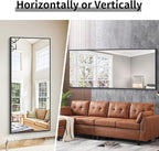 Black Bathroom Mirror for Wall, 72x30 Inch Rectangle Mirrors with Metal Frame, Modern Vanity Wall Mirror Decor for Entryway Hangs, Bathroom Living Room Horizontal or Vertical