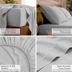 Mellanni Full Sheets Set - 4 PC Iconic Collection Bedding - Hotel Luxury, Extra Soft, Cooling Bed Sheets - Wrinkle, Fade, Stain Resistant (Full, Light Gray)