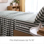 Mellanni Twin XL Sheets Set - 3 PC Iconic Collection Bedding - Hotel Luxury, Extra Soft, Cooling Bed Sheets - Wrinkle, Fade, Stain Resistant (Twin Extra Long, Oxford Stripe Sage)