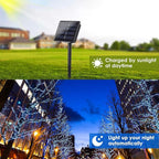 Solar String Lights Outdoor, 2-Pack Total 80FT 200 LED Solar Christmas Twinkle Lights Outside Waterproof Copper Wire 8 Modes Solar Fairy Lights for Garden Tree Party Birthday Christmas Decor (Blue)