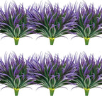 16pcs Artificial Plants Outdoor Flowers UV Resistant Fake Tall Grass Plants Faux Tropical Shrubs Plastic Greenery Bushes Front Porch Patio Garden Outside Decoration