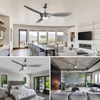 reiga 52 Inch Modern Smart WiFi Ceiling Fan with Light and Remote Control, Living Room Bedroom Patio 3 Blade Ceiling Fans with Reversible Mute DC Motor, Silver