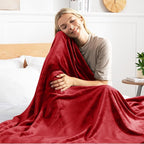 Exclusivo Mezcla Fleece Blanket Queen Size for Bed, Super Soft and Warm, All Season Use, Cozy, Plush, Lightweight, 90x90 Inches, Deep Red
