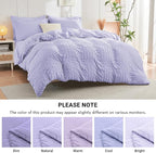 HYMOKEGE Light Purple Queen Comforter Set Seersucker 7 Pieces, All Season Luxury Bed in a Bag Queen for Bedroom, Bedding Set with Comforter, Sheets, Pillowcases & Shams