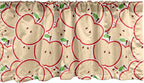 Ambesonne Fruits Window Valance Pack of 2, Modern Illustration Fruit from Abstract Cartoon Drawing Outline Look, Rod Pocket Curtain Valances for Kitchen Bedroom, 54" X 18", Apple Green Beige and Red