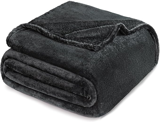 Exclusivo Mezcla Fleece Blanket King Size for Bed, Super Soft and Warm, All Season Use, Cozy, Plush, Lightweight, 90x104 Inches, Dark Grey