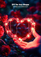 33Ft 100 LED Outdoor String Lights, Red Fairy Lights Battery Operated with Remote, Waterproof Twinkle Lights for Bedroom Dorm Patio Tapestry Backyard Garden Party Indoor Valentine's Day Decoration