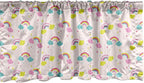 Ambesonne Cartoon Window Valance, Pastel Rainbows Clouds Raindrops Sky Theme, Curtain Valance for Kitchen Bedroom Decor with Rod Pocket, 42" x 12", Rose and Multicolor