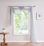 LinenZone Silver Window Scarf Valance in 216 Inch Size. Use Window Scarves as Canopy Bed or Backdrop Curtains, Curtain Scarf, or Sheer Fabric for Draping. (Amazing 55 x 216, Silver)