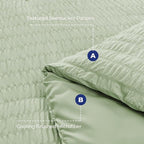 HYMOKEGE Light Green Twin Comforter Set Seersucker 5 Pieces, All Season Luxury Bed in a Bag for Bedroom, Bedding Set with Comforters, Sheets, Pillowcase & Shams