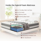 King Mattress, 14 Inch Innerspring Hybrid Mattresses in a Box with Gel Memory Foam, Individually Wrapped Encased Coil Pocket Spring Mattress, Pressure Relief, Medium Firm Support,76"*80"*14"…