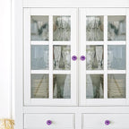 Ravinte 5 Pack Purple Crystal Knobs for Dresser Drawers - 30 mm Glass Cabinet Diamond Shaped Knobs with Silver Base
