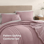 Monbix Queen Comforter Set - 7 Pieces Zephyr Bed in a Bag Queen Bedding Sets with Comforters, All Seasons Down Alternative Comforter Bed Set with Sheets,Pillowcases & Shams