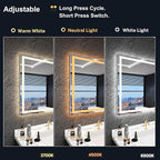 LED Bathroom Mirror with Lights 40"x 38", Front Lit and Backlit Mirror,Stepless Dimmable,Anti-Fog, Shatter-Proof, Memory, Lighted Vanity Mirror for Wall (Horizontal/Vertical)