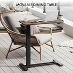 FLEXISPOT H7 Adjustable Overbed Bedside Table with Wheels Pneumatic Mobile Standing Desk Laptop Desk Rolling Computer Cart Movable Table Hospital Home Use(27.6" W x 15.7" D, Mahogany Table)
