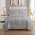 Sweet Home Collection 5 Piece Comforter Set Bag Solid Color All Season Soft Down Alternative Blanket & Luxurious Microfiber Bed Sheets, Silver, Twin