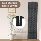 Room Divider 8 Panel Folding Privacy Divider 6 Ft Indoor Wall Divider Portable Partition Wood Screen, Black
