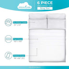 DREAMCARE King Size Sheets Set – 6 pcs Cooling Bed Sheets – up to 15” Deep Pocket King Sheet Set – 2500 Supreme Collection – Extra Soft 100% Brushed Microfiber Hotel Luxury with Side Pocket – White