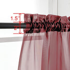 OWENIE Sheer Curtains 54 inches Long 2 Panels Set, Rod Pocket Curtain Sheers for Living Room/Bedroom, Light Filtering Voile Panels Drapes Small Window Treatments, 42" W x 54" L, Burgundy Red