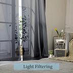 OWENIE Black Sheer Curtains, Sheer Curtains 84 inch Length 2 Panels Set, Rod Pocket Voile Fimly Sheer Drapes for Living Room/Bedroom, 2pcs, Each 42" W x 84" L, Black