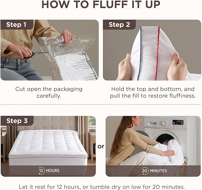 Bedsure Twin XL Mattress Topper Dorm Bedding - Extra Thick with Deep Pocket fits up to 21 Inches, Plush Soft Pillow-Top Bed Topper for Back Pain Relief, Overfilled with Down Alternative Filling, Grey