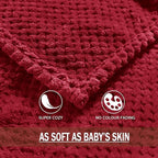 Exclusivo Mezcla Fleece Throw Blanket Extra Large, Super Soft and Warm Blankets for Couch, Sofa and Bed Waffle Textured, Cozy, Fuzzy and Lightweight (Deep Red, 50x70 Inches)