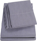 Full Size Bed Sheets - 6 Piece 1500 Supreme Collection Fine Brushed Microfiber Deep Pocket Full Sheet Set Bedding - 2 Extra Pillow Cases, Great Value, Full, Classic Stripe Navy