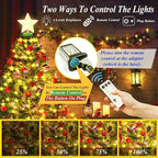 aneeway Christmas Tree Lights with Star Toppers, 410 LED Christmas Lights with 8 Modes & Memory Function, 6.6FT x 16 String Lights with Remote Control & Timing for Xmas Ornaments - Warm White