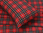 RUVANTI Flannel Sheets Full Size - 100% Cotton Double Brushed Bed Sheets Set, Deep Pockets 16 Inches, All Seasons Breathable & Extra Soft Full Sheets, Warm & Cozy, 4 Piece, Red Plaid