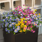 Artificial Plants & Flowers Outdoor 16 Bundles Fade Resistant Wildflowers Fake Daisy Outside Colorful Flowers Spring Summer Decorations for Planter Front Porch Decor(16 Bundles 3 Colors)