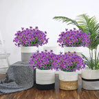 Lnoicy 12 Pcs Artificial Flowers for Outdoor,Plastic Flowers Decoration, UV Resistant Faux Flowers Shrubs, Artificial Plants for Indoor Outside Garden Home Wedding Farmhouse（Purple）