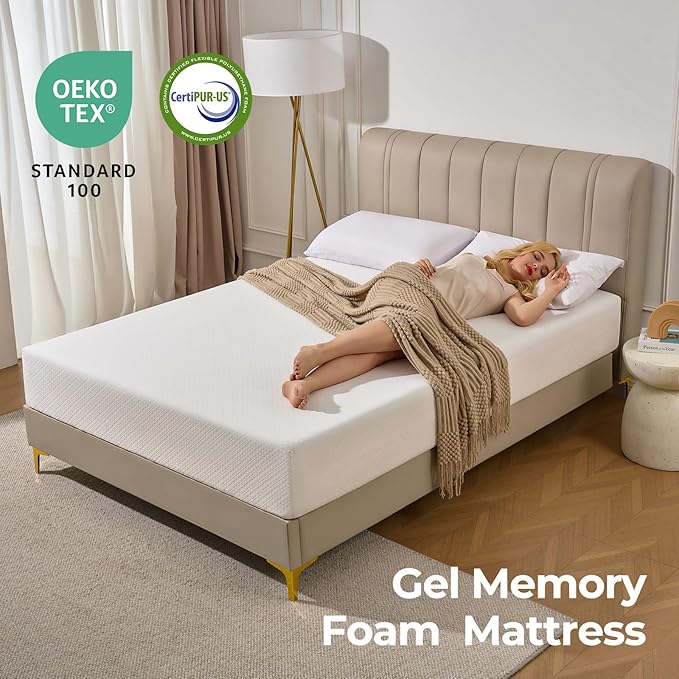 Rolanstar 8 Inch King Mattress Gel Memory for Cool Sleep & Pressure Relief, Medium Firm Feel, CertiPUR-US Certified, Mattress in a Box, White