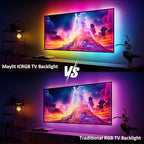 Maylit ICRGB TV LED Backlight, App Control Lights for 76-100in Monitor, Music Sync Color Changing Strip Lights for Home Decor, USB Powered Gaming Accessories Light for Bedroom Room Decor