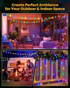 Solar String Lights Outdoor Waterproof, 2-Pack 120 LED 72Ft Total, Solar Powered Globe Patio Lights with 8 Lighting Modes for Garden Yard Porch Wedding Party Decor (Multicolor)