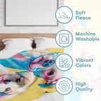 Dawhud Direct Pitbull Puppy Fleece Blanket - Soft Plush, Cozy Throw for Kids and Adults, Colorful Dog Blanket with Pitbull Puppy Print, Ideal for Beds, Couches, and Travel - 60 x 50 Inches, Yellow