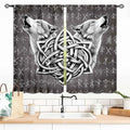 Viking Curtains, Gothic Nordic Wolf Celtic Rune Scandinavian Viking Runes Norse Mythology Aesthetic Retro Drapery for Bedroom Living Room Bathroom Window 2 Panel Set, 55x39 Inch