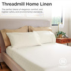 Threadmill Luxury 100% Cotton Queen Bed-Sheets - 800 Thread Count Jacquard Celine Ivory, Better Than Egyptian Cotton,4 Pc Striped Bed Set, Damask Sheets with Elasticized Deep Pocket